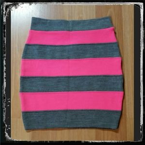 Papaya Striped Mini Skirt